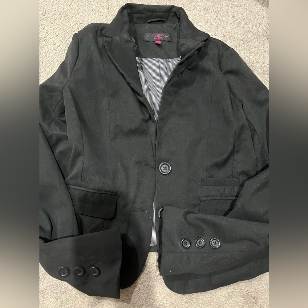 New Look Black Blazer with Pink Logo Detailing